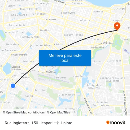 Rua Inglaterra, 150 - Itaperi to Uninta map