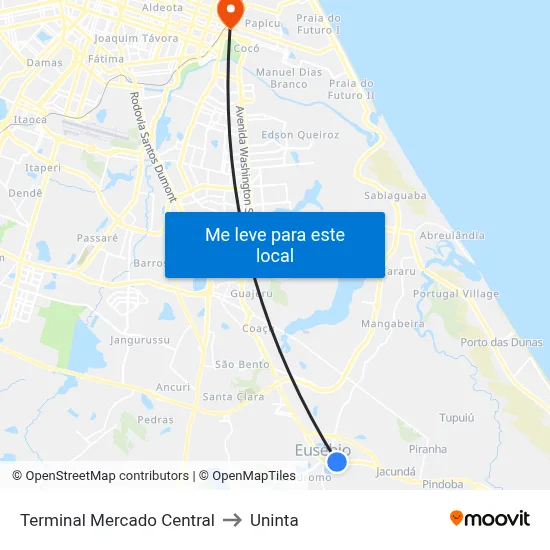 Terminal Mercado Central to Uninta map