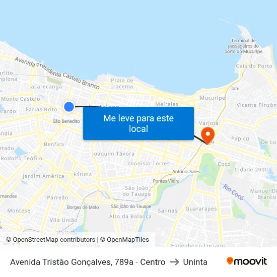 Avenida Tristão Gonçalves, 789a - Centro to Uninta map