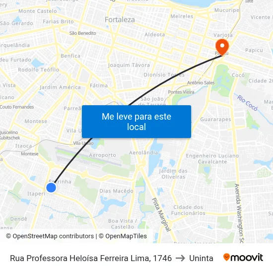 Rua Professora Heloísa Ferreira Lima, 1746 to Uninta map