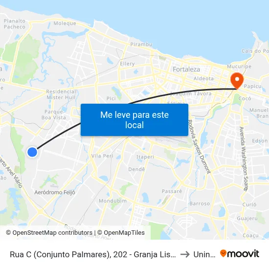 Rua C (Conjunto Palmares), 202 - Granja Lisboa to Uninta map