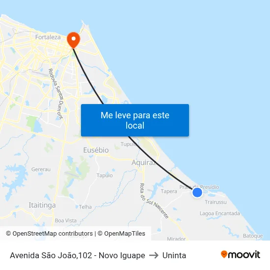 Avenida São João,102 - Novo Iguape to Uninta map