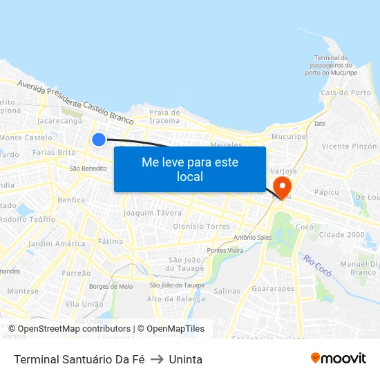 Terminal Santuário Da Fé to Uninta map