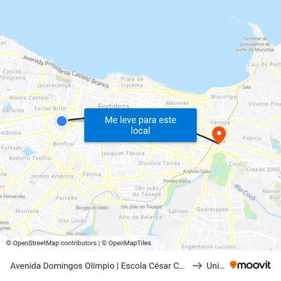 Avenida Domingos Olímpio | Escola César Cals - Farias Brito to Uninta map
