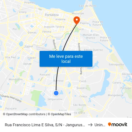Rua Francisco Lima E Silva, S/N - Jangurussu to Uninta map