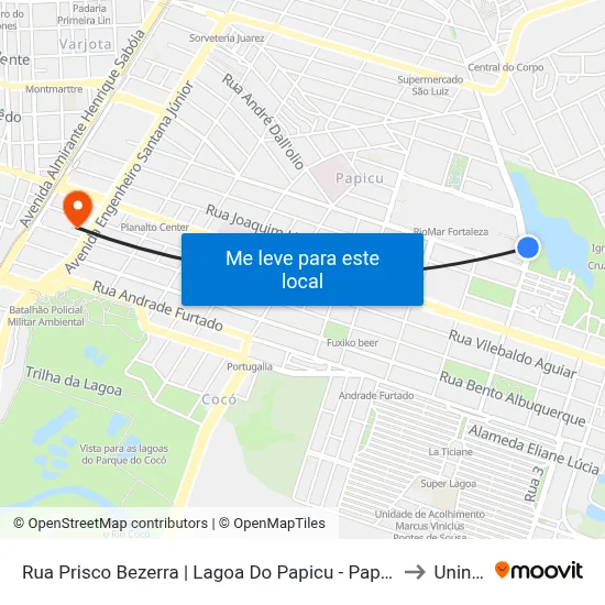 Rua Prisco Bezerra | Lagoa Do Papicu - Papicu to Uninta map