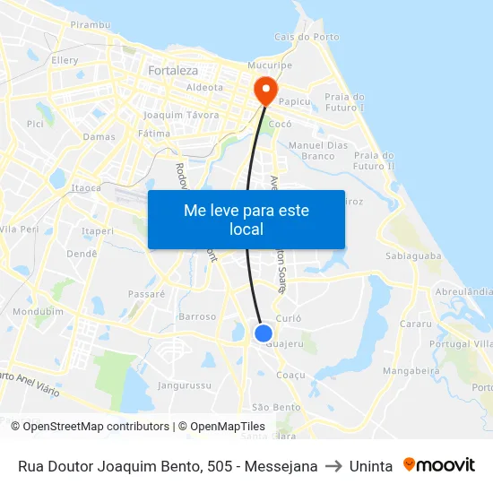 Rua Doutor Joaquim Bento, 505 - Messejana to Uninta map