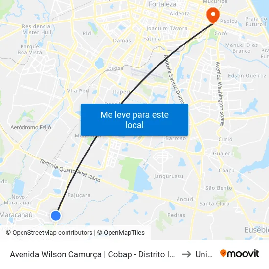 Avenida Wilson Camurça | Cobap - Distrito Industrial to Uninta map