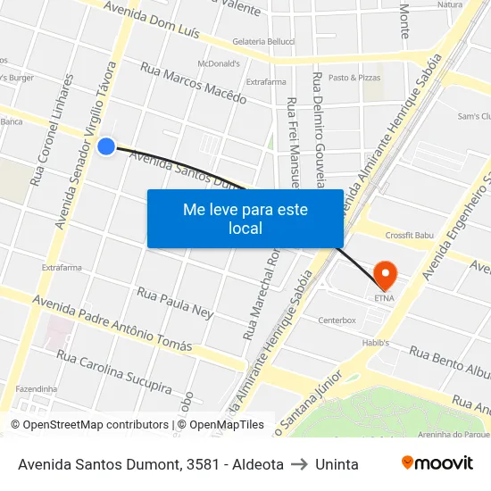 Avenida Santos Dumont, 3581 - Aldeota to Uninta map
