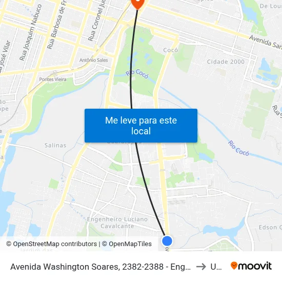 Avenida Washington Soares, 2382-2388 - Engenheiro Luciano Cavalcante to Uninta map