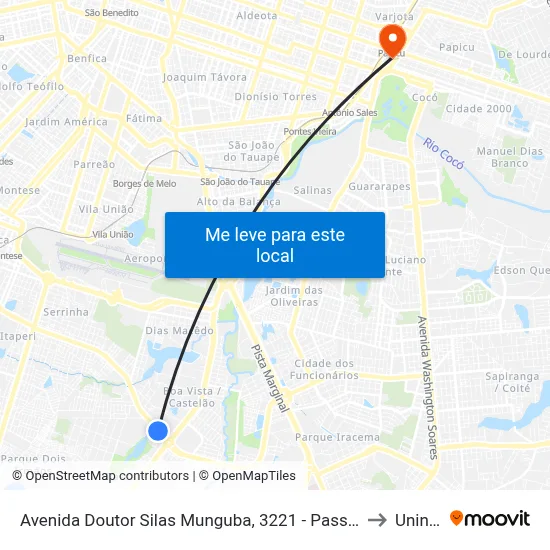 Avenida Doutor Silas Munguba, 3221 - Passaré to Uninta map