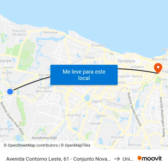 Avenida Contorno Leste, 61 - Conjunto Nova Metrópole to Uninta map