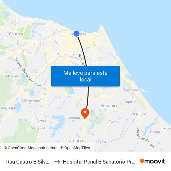 Rua Castro E Silva, 31 - Centro to Hospital Penal E Sanatório Professor Otavio lobo map
