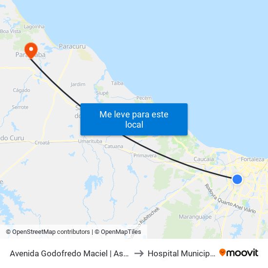 Avenida Godofredo Maciel | Assaí Atacadista - Parangaba to Hospital Municipal de Paraipaba map
