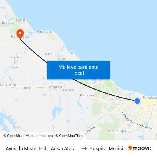 Avenida Mister Hull | Assaí Atacadista (Seletivo) - Padre Andrade to Hospital Municipal de Paraipaba map