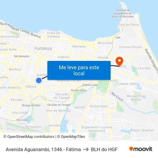 Avenida Aguanambi, 1346 - Fátima to BLH do HGF map