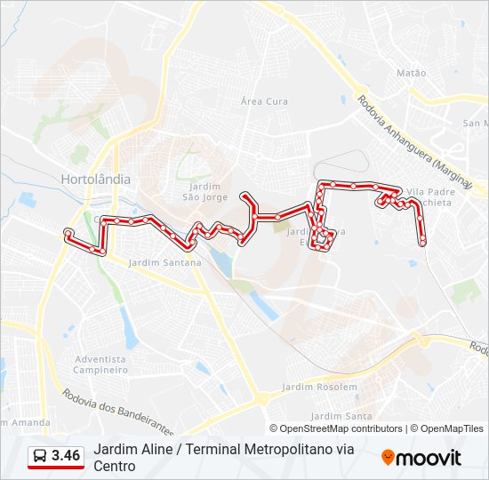 Mapa da linha 3.46 de ônibus
