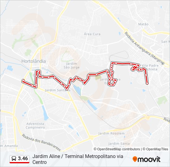 Mapa da linha 3.46 de ônibus