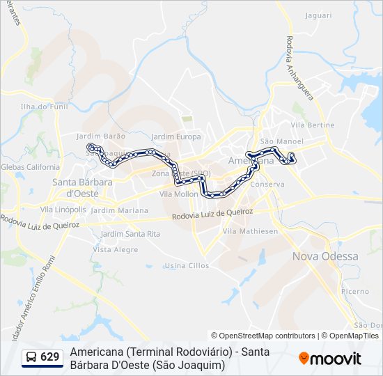 Mapa da linha 629 de 