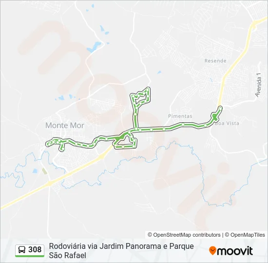 308 Bus Line Map