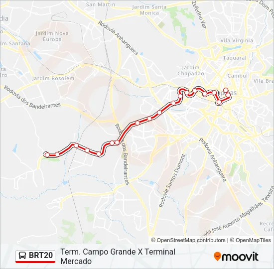 BRT20 Bus Line Map