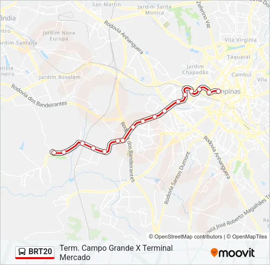 BRT20 Bus Line Map