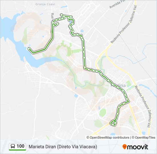 Mapa da linha 100 de ônibus