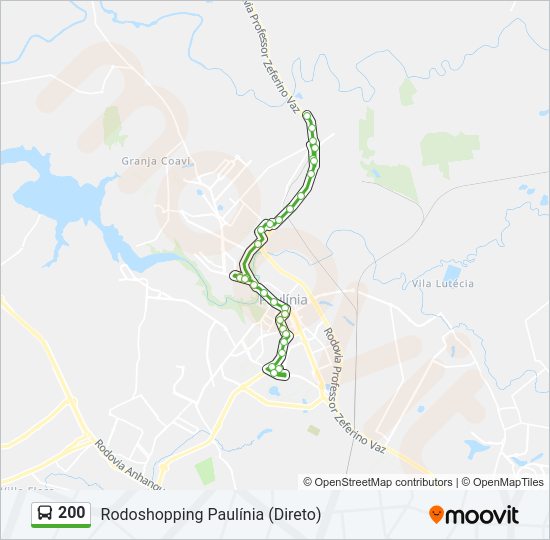 Mapa da linha 200 de ônibus