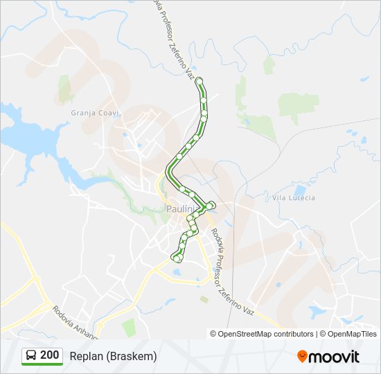 Mapa da linha 200 de ônibus