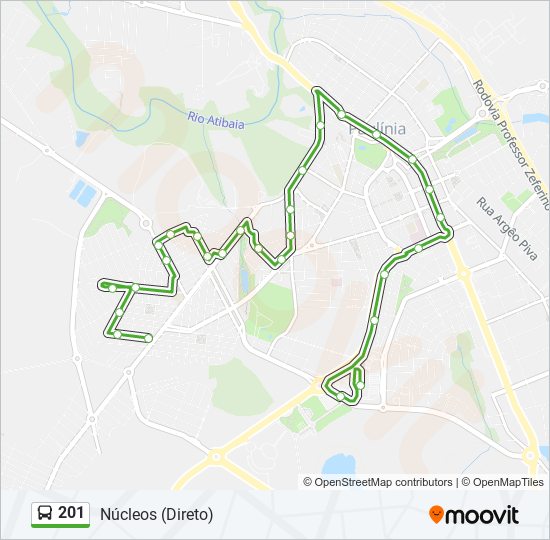 Mapa da linha 201 de ônibus