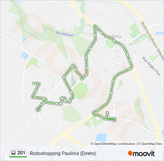 Mapa da linha 201 de ônibus