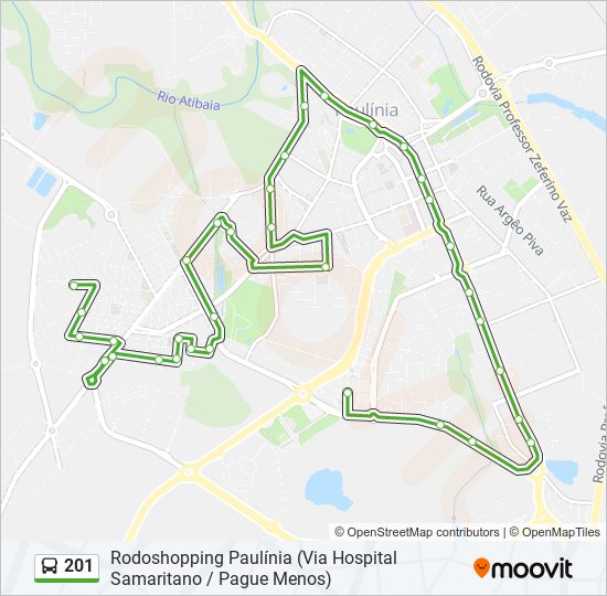 Mapa da linha 201 de ônibus