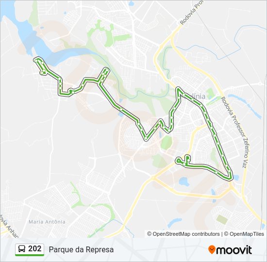 Mapa da linha 202 de ônibus