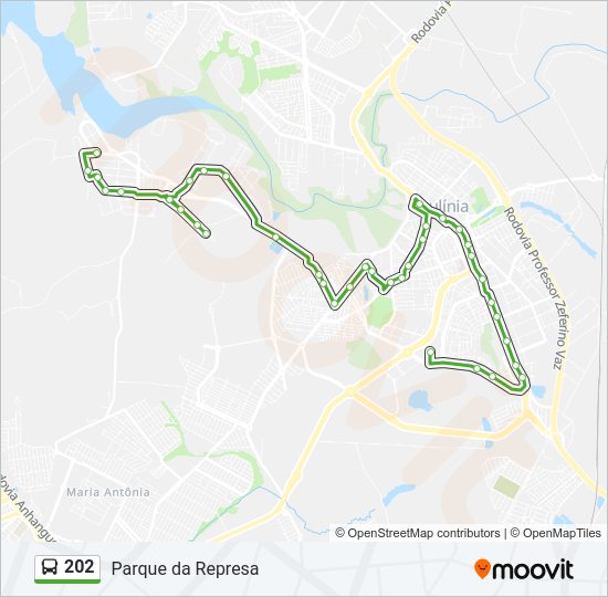 Mapa da linha 202 de ônibus