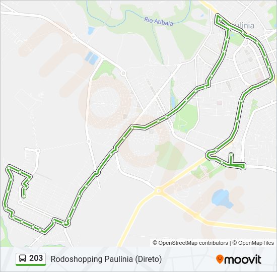 Mapa da linha 203 de ônibus