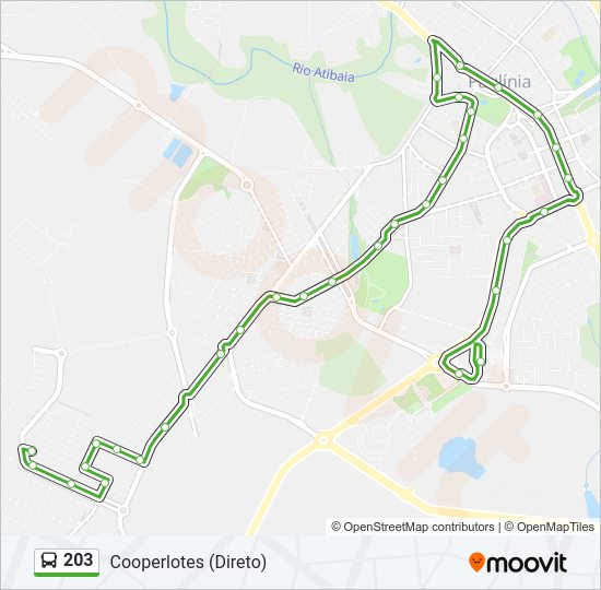 Mapa da linha 203 de ônibus