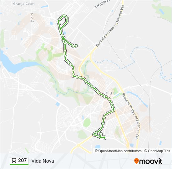 Mapa da linha 207 de ônibus