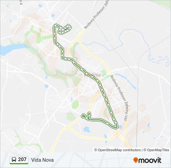 Mapa da linha 207 de ônibus