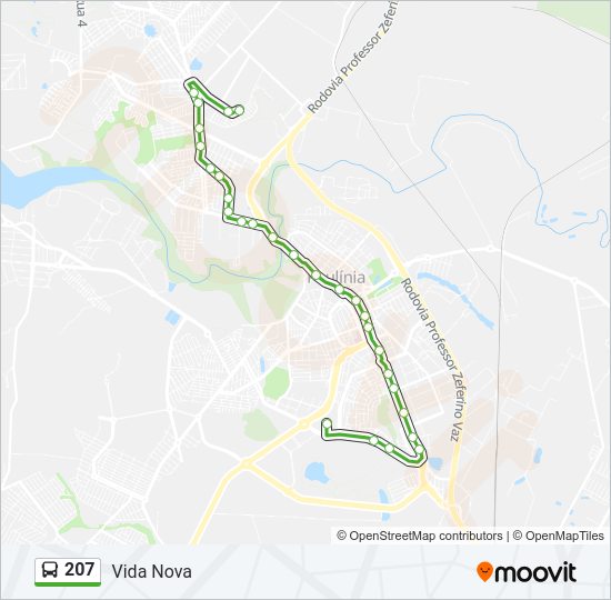 Mapa da linha 207 de ônibus