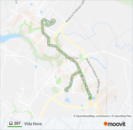 Mapa da linha 207 de ônibus