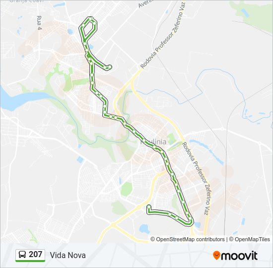 Mapa da linha 207 de ônibus