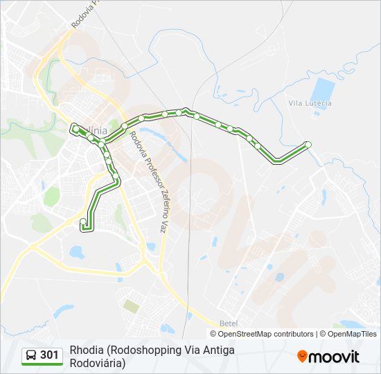 Mapa da linha 301 de ônibus
