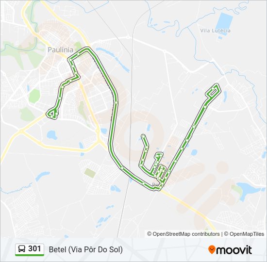 Mapa da linha 301 de ônibus