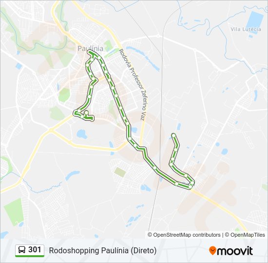 Mapa da linha 301 de ônibus
