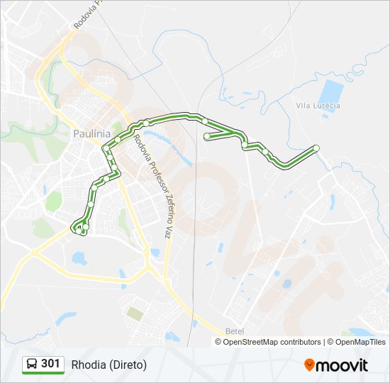 Mapa da linha 301 de ônibus