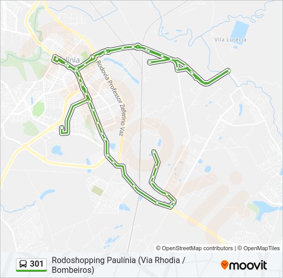 Mapa da linha 301 de ônibus