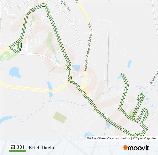 Mapa da linha 301 de ônibus