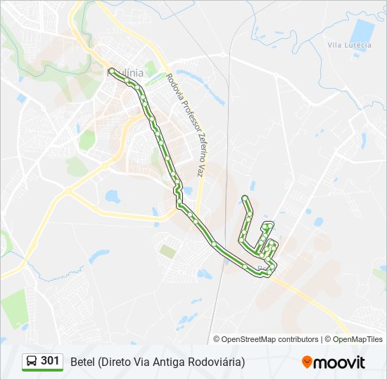 Rota da linha 301: horários, paradas e mapas - Betel (Direto Via