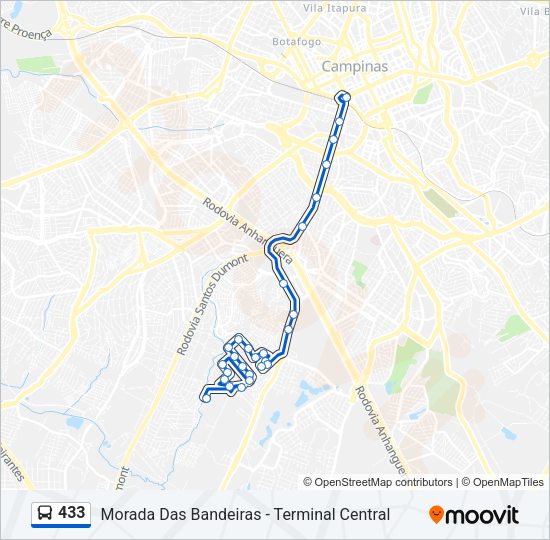 Mapa da linha 433 de ônibus