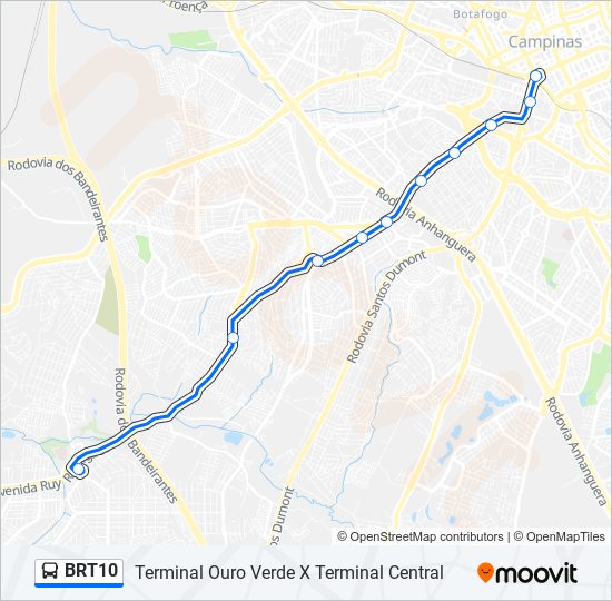 Mapa de BRT10 de autobús